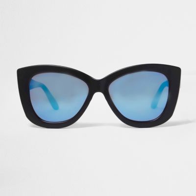 Black cat eye blue tint sunglasses
